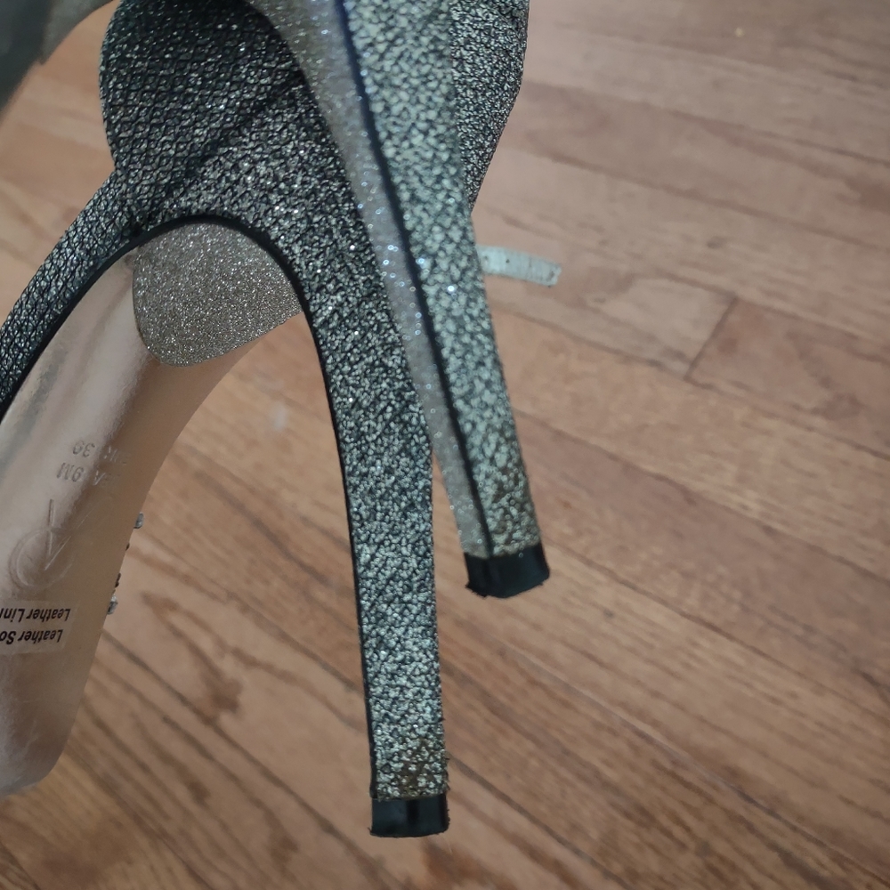Adrianna Papell Gunmetal Beaded Strappy Heels - Picture 6 of 10
